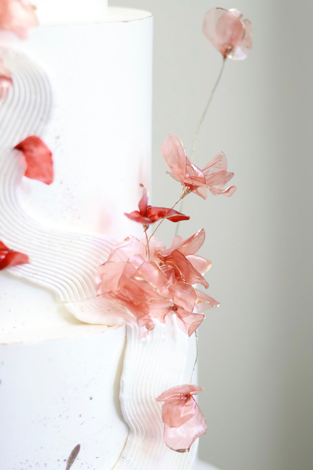 Fall themed rice paper wedding cake