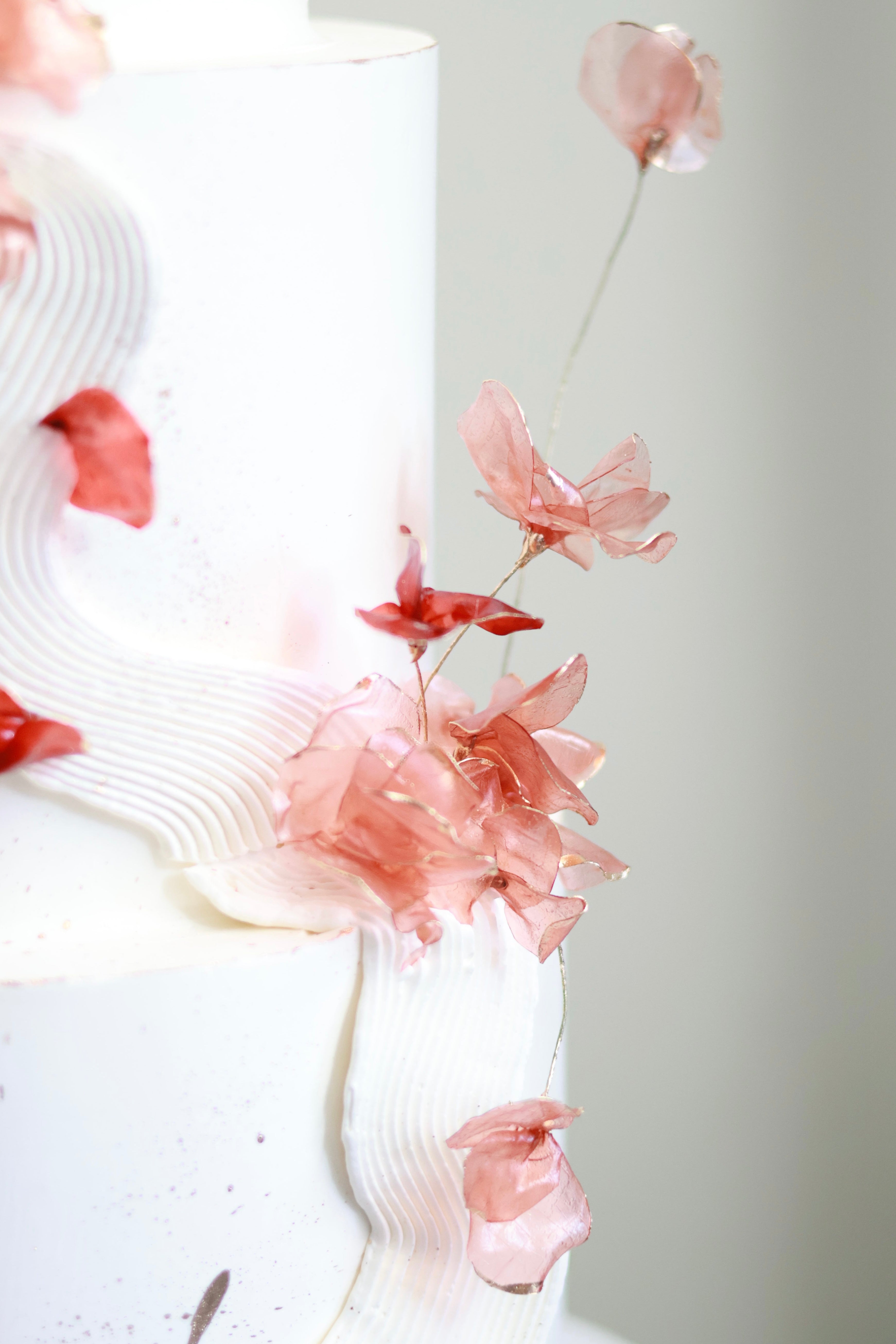 Fall themed rice paper wedding cake