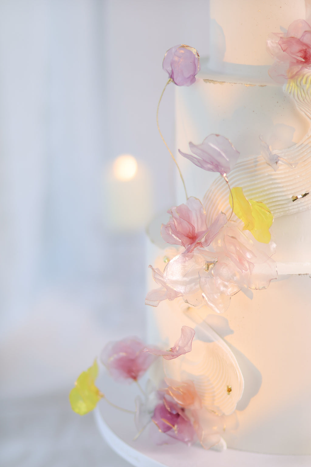 3 tiers wedding cake|rice paper flowers