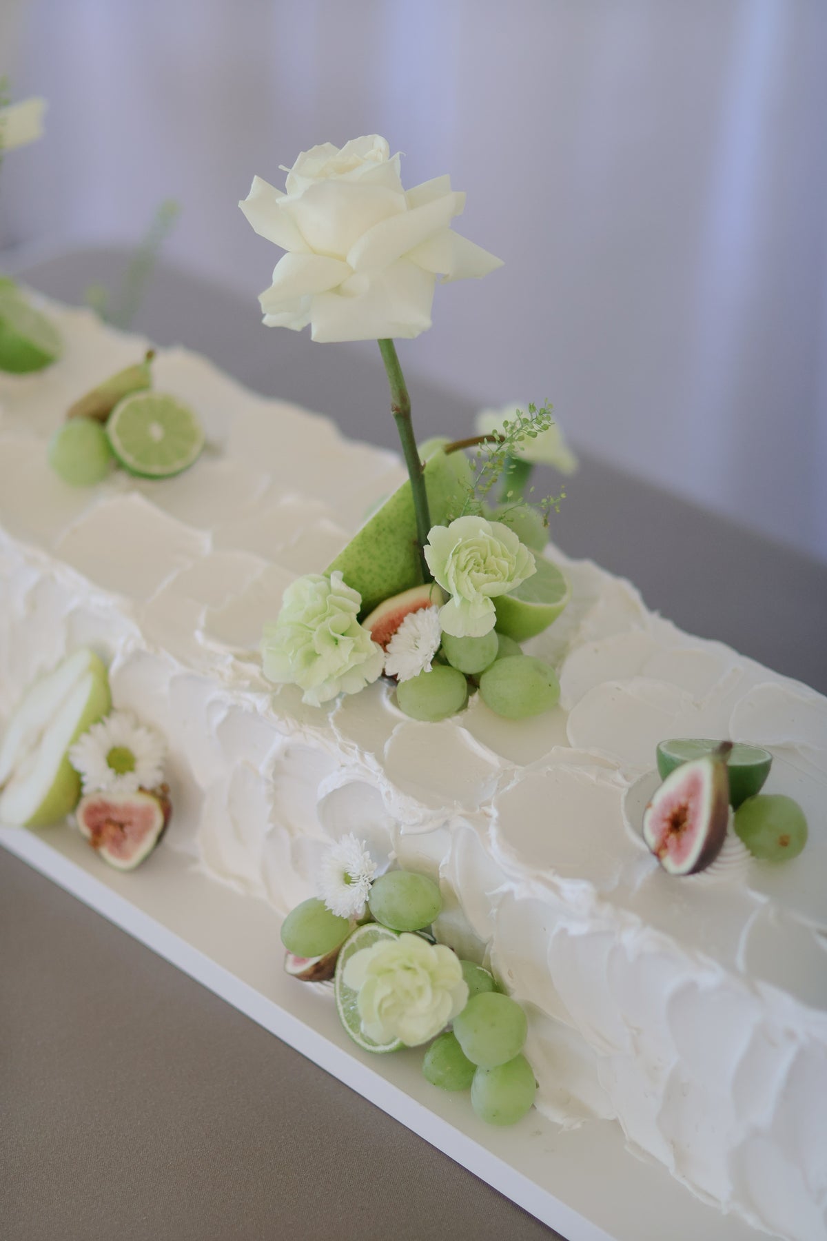 30” Long table cake |green and white