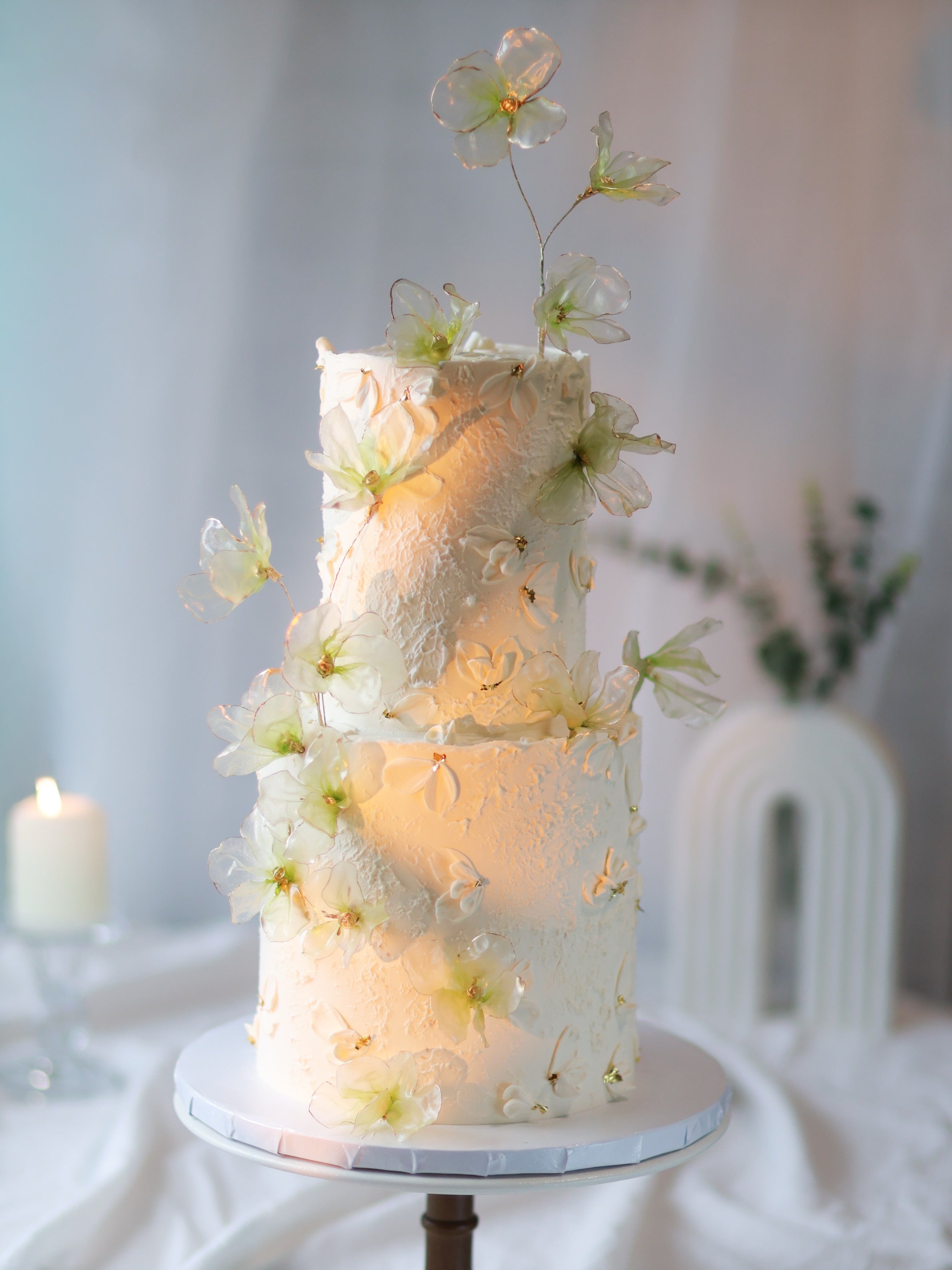 Green rice paper flower