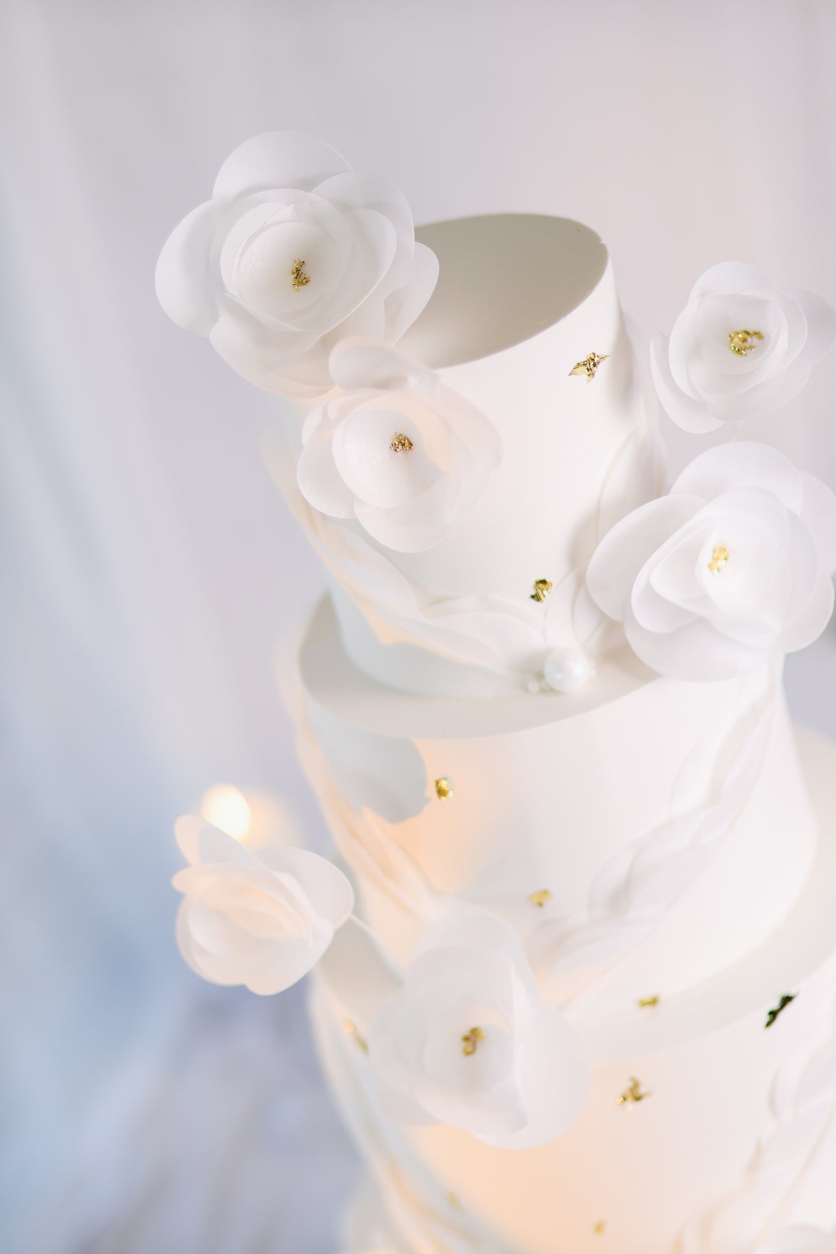 4 tiers wedding cake|wafer paper flowers
