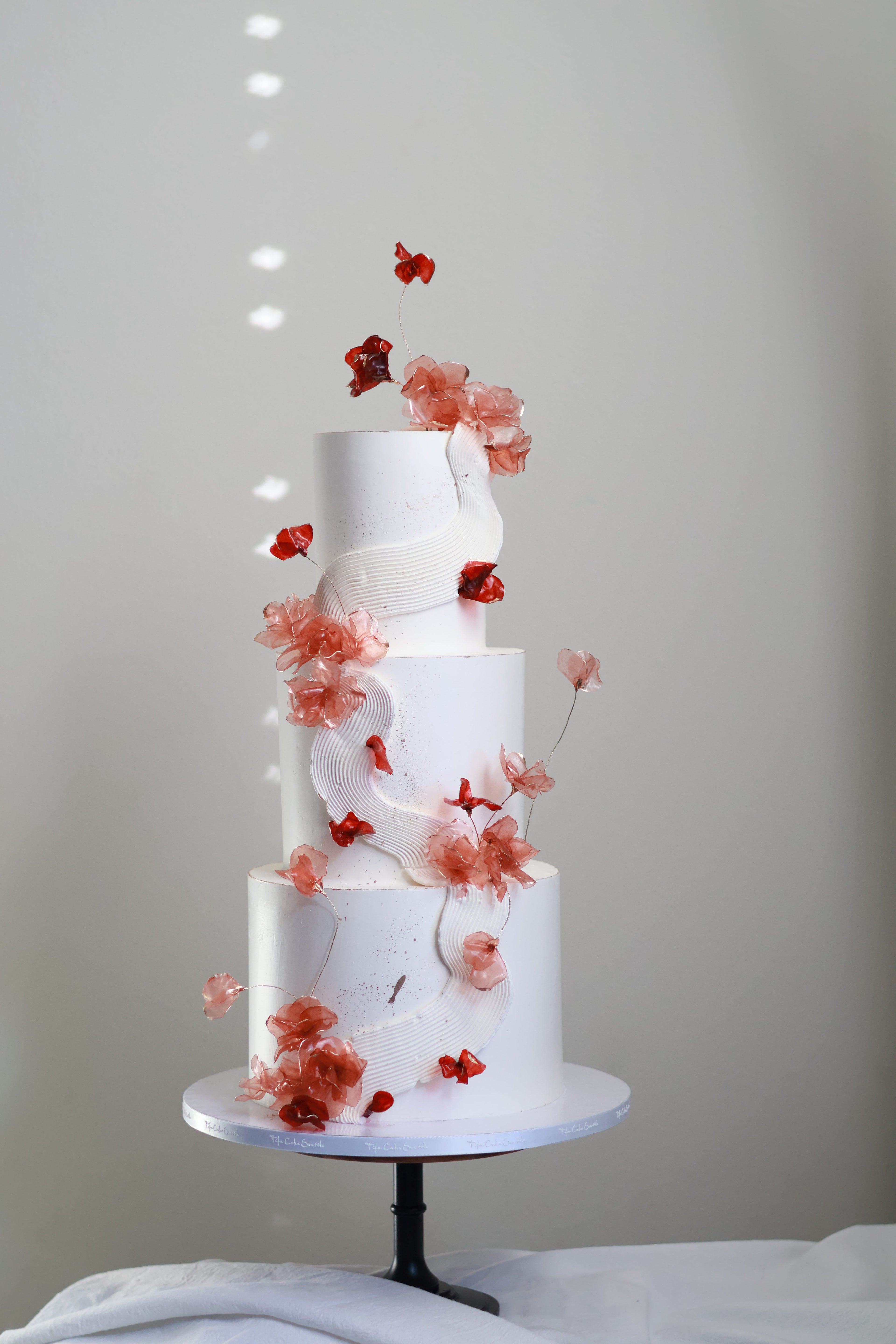Fall themed rice paper wedding cake