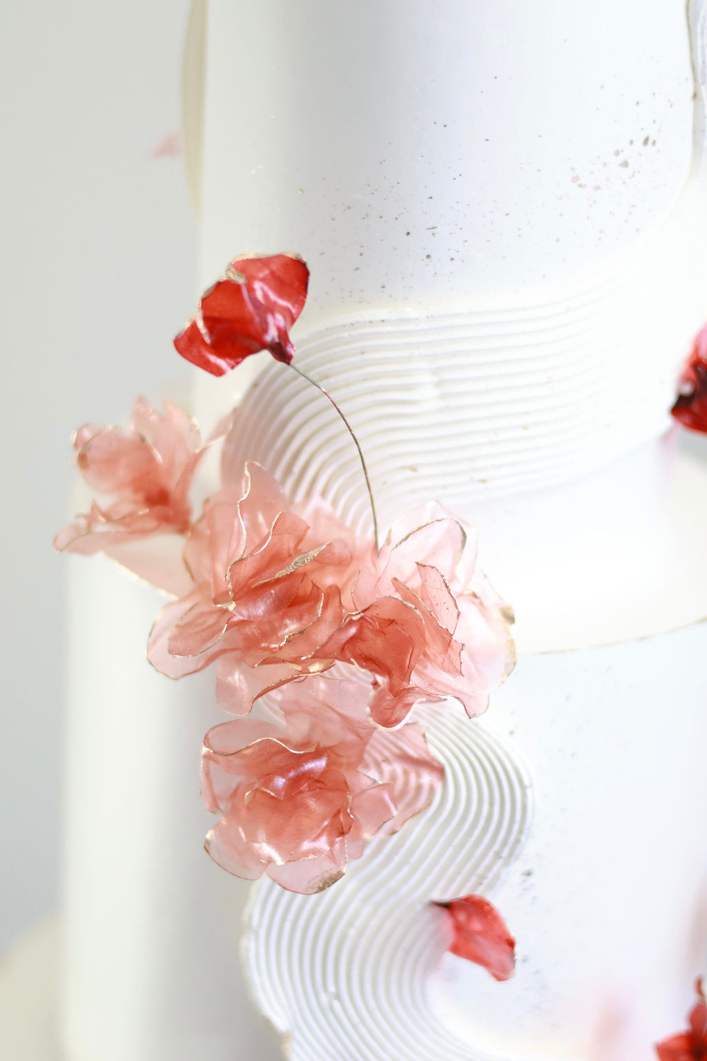 Fall themed rice paper wedding cake