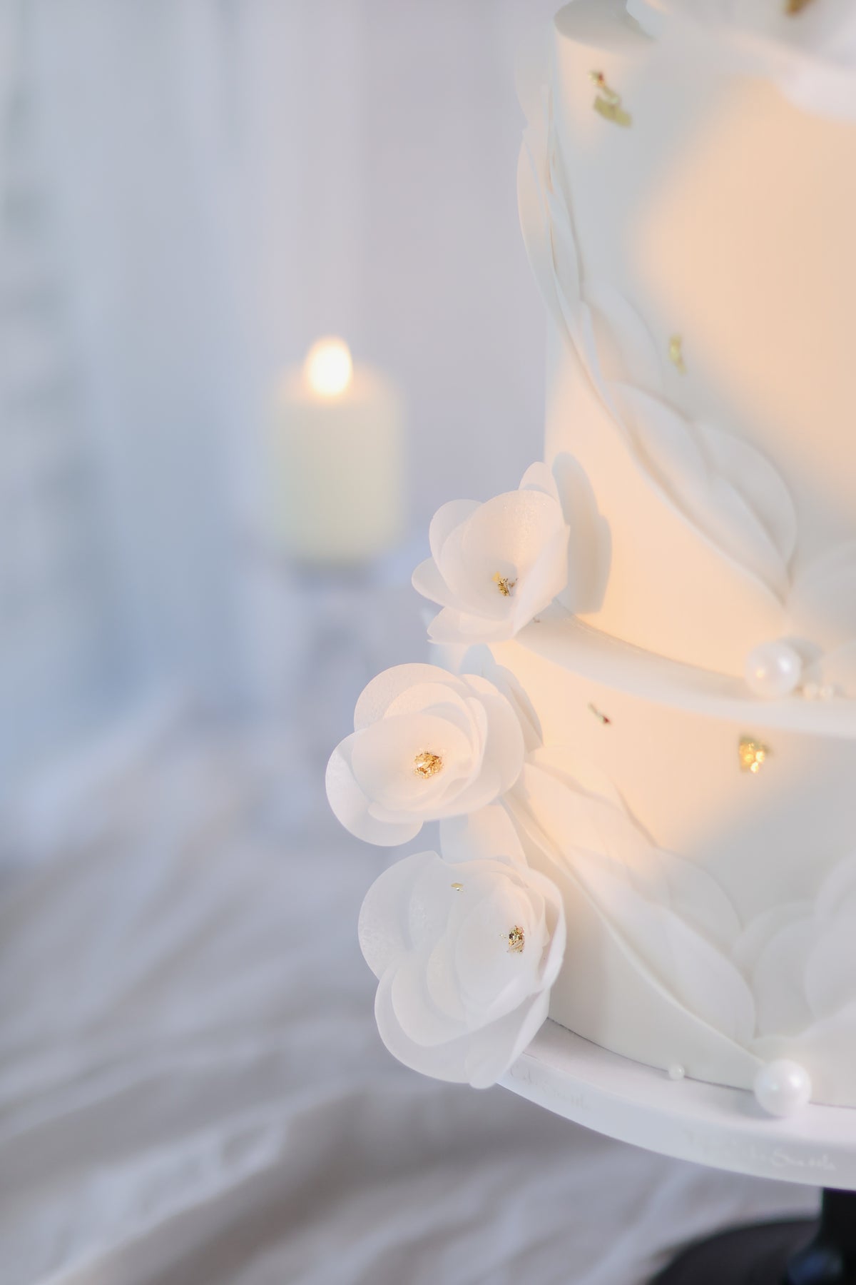 4 tiers wedding cake|wafer paper flowers