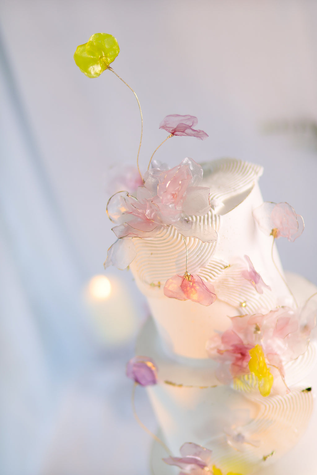 3 tiers wedding cake|rice paper flowers