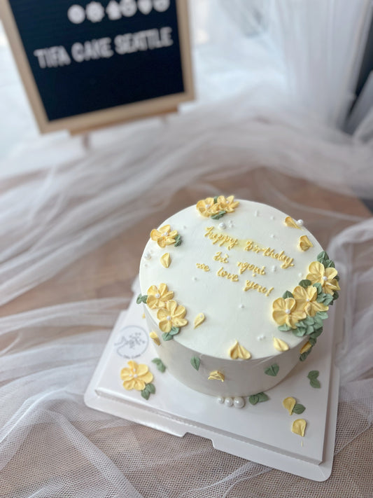 Hand piped buttercream flower cake