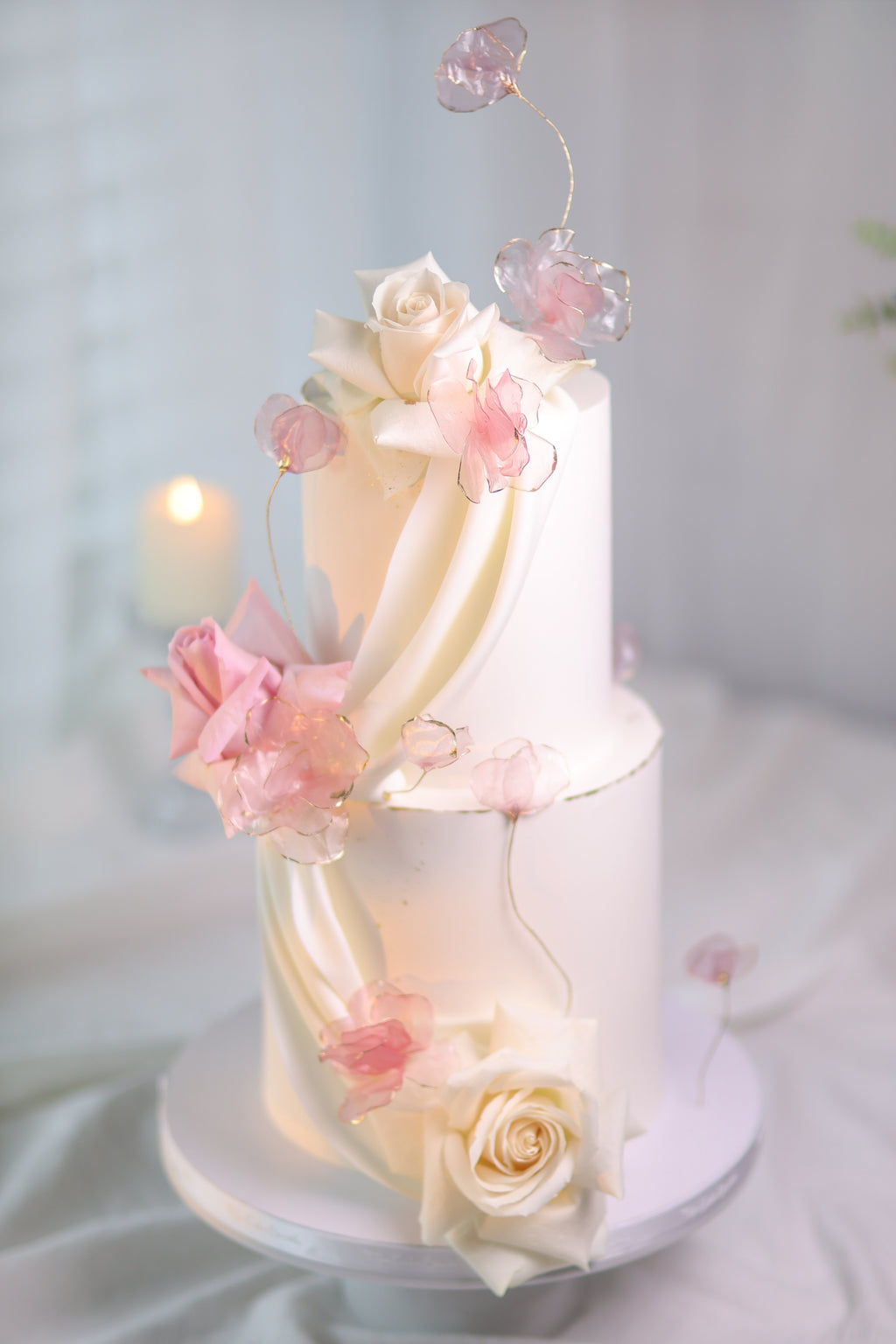 Pink rice paper and rose