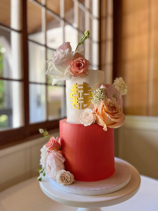 Double happiness wedding cake