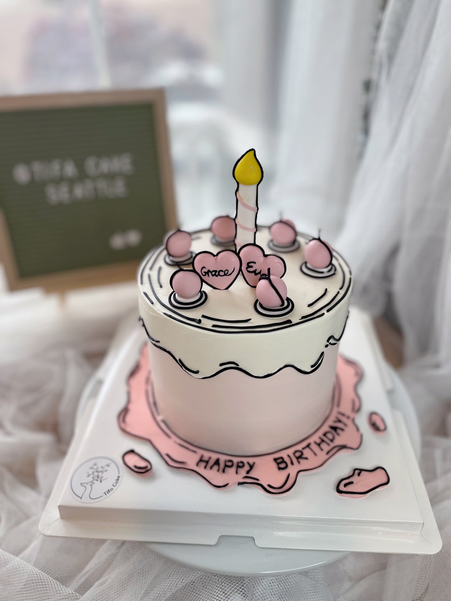 Cartoon cake pink