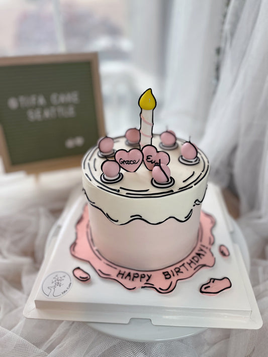 Cartoon cake pink