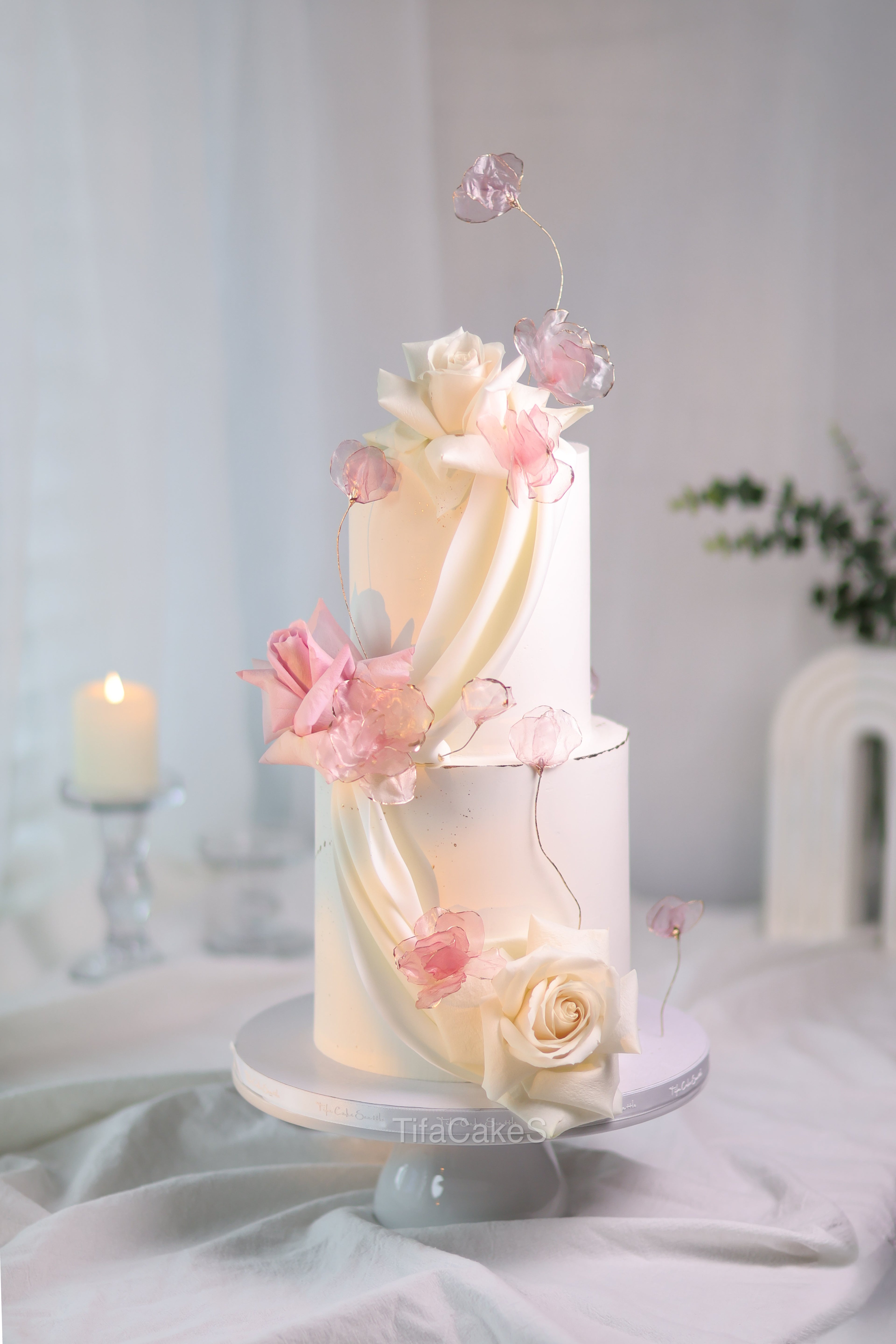 Pink rice paper and rose