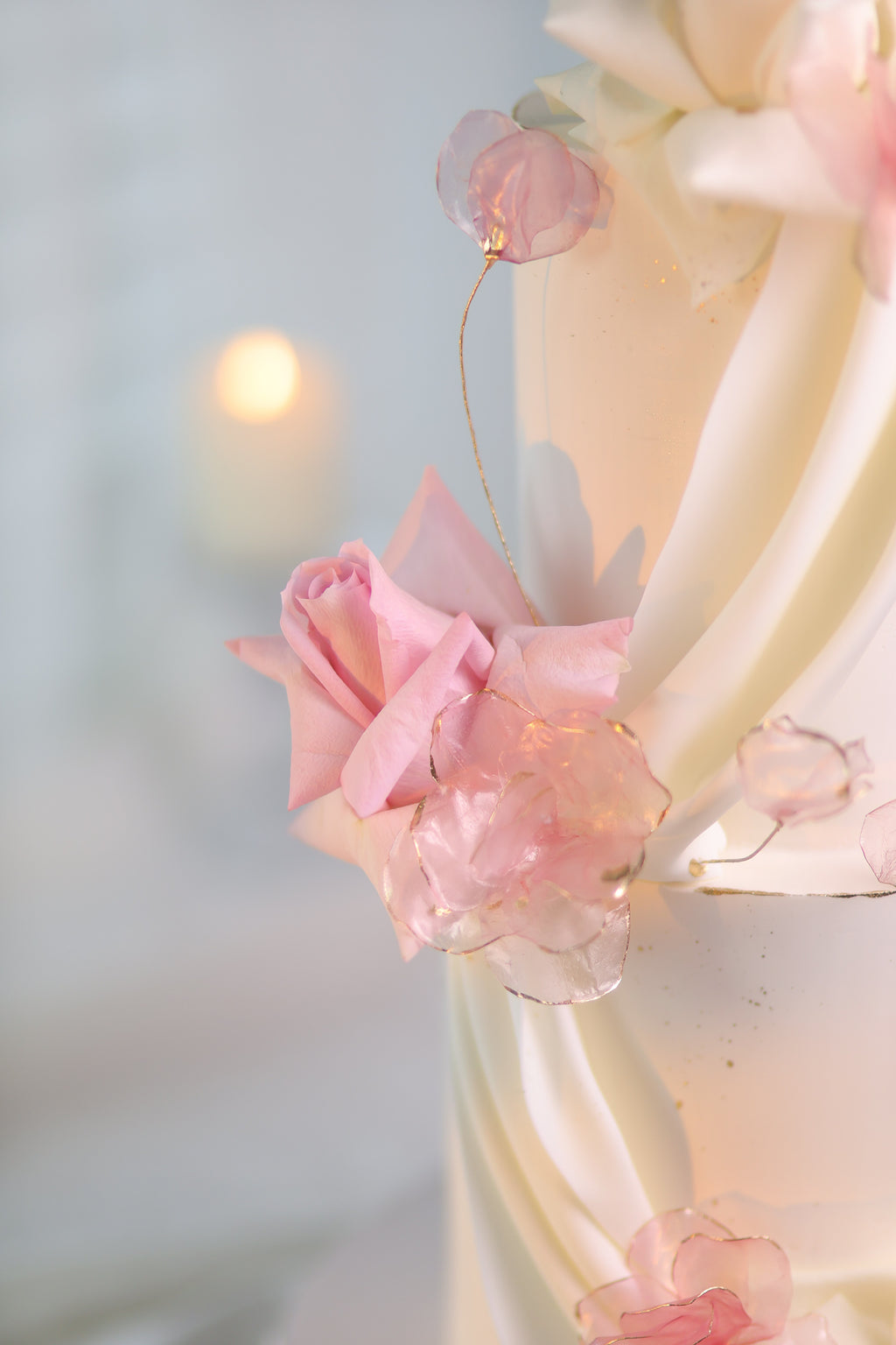 Pink rice paper and rose