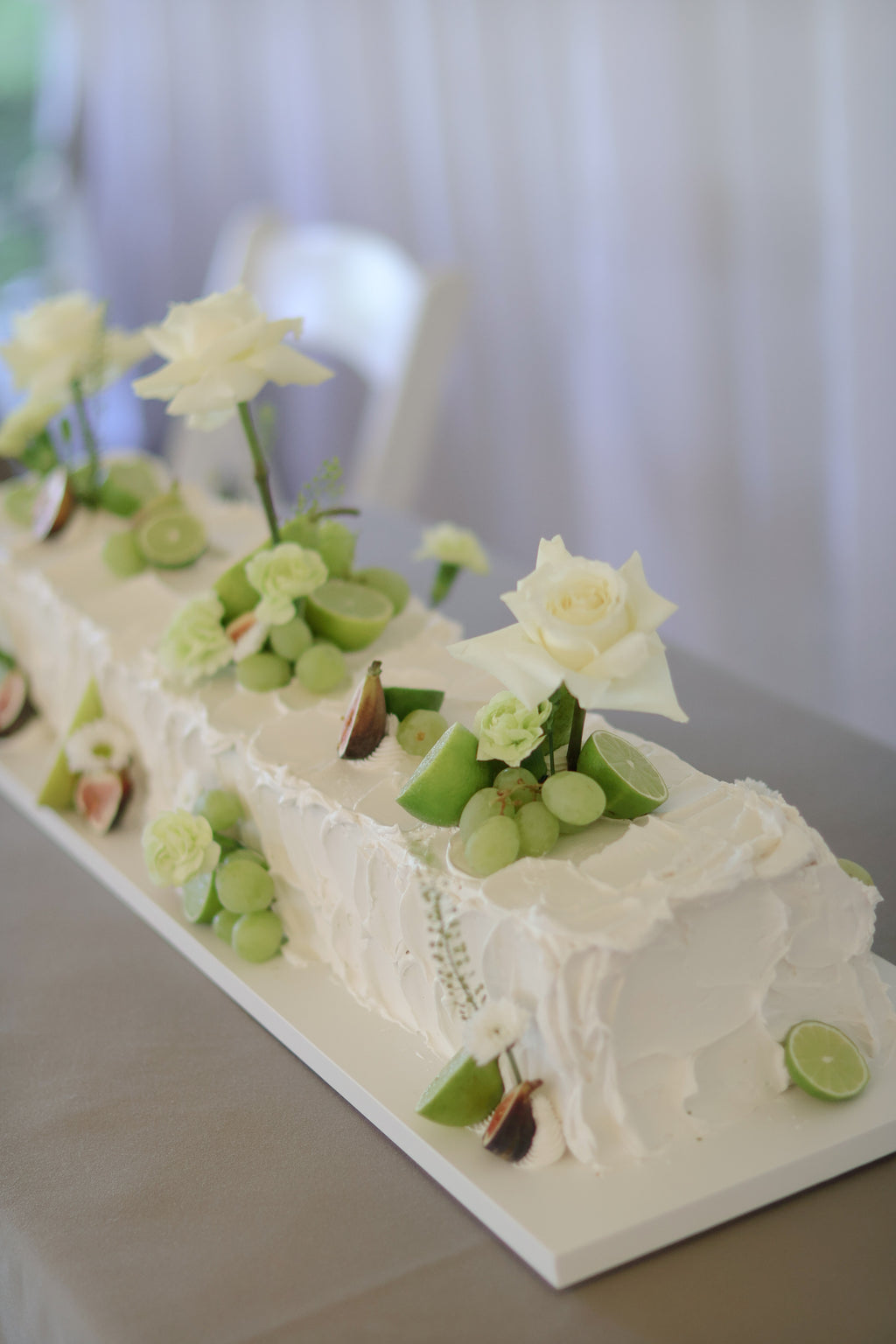 30” Long table cake |green and white