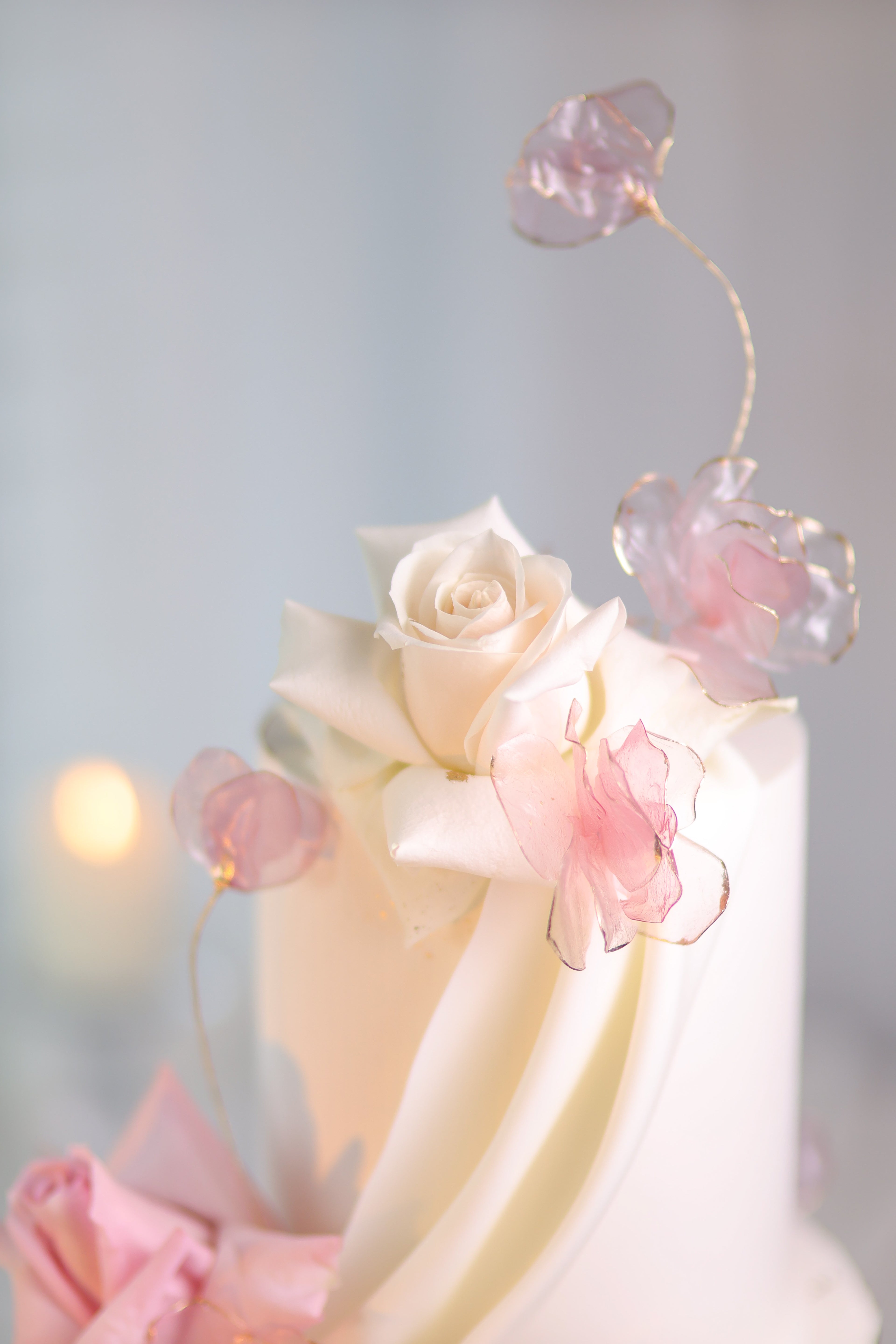 Pink rice paper and rose